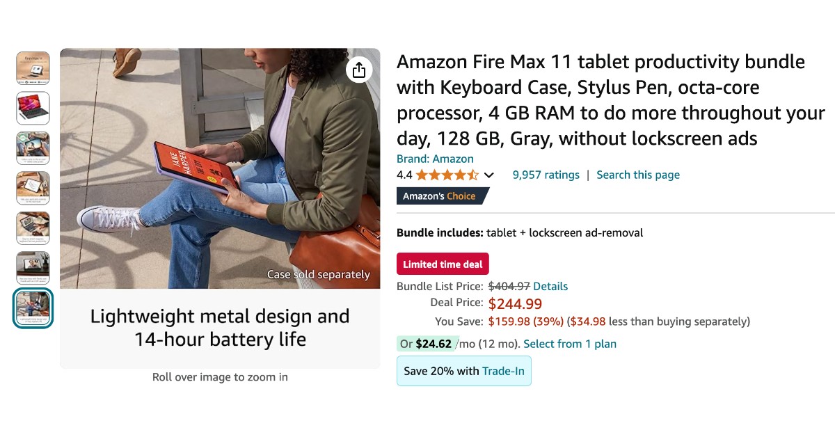 Amazon Fire Max 11 Tablet with Keyboard Case - $159.98 Off Limited Time Deal!