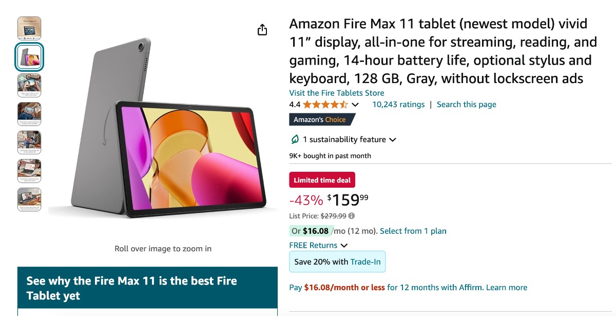 Amazon Fire Max 11 Tablet - with a $120 Discount Big Deal!