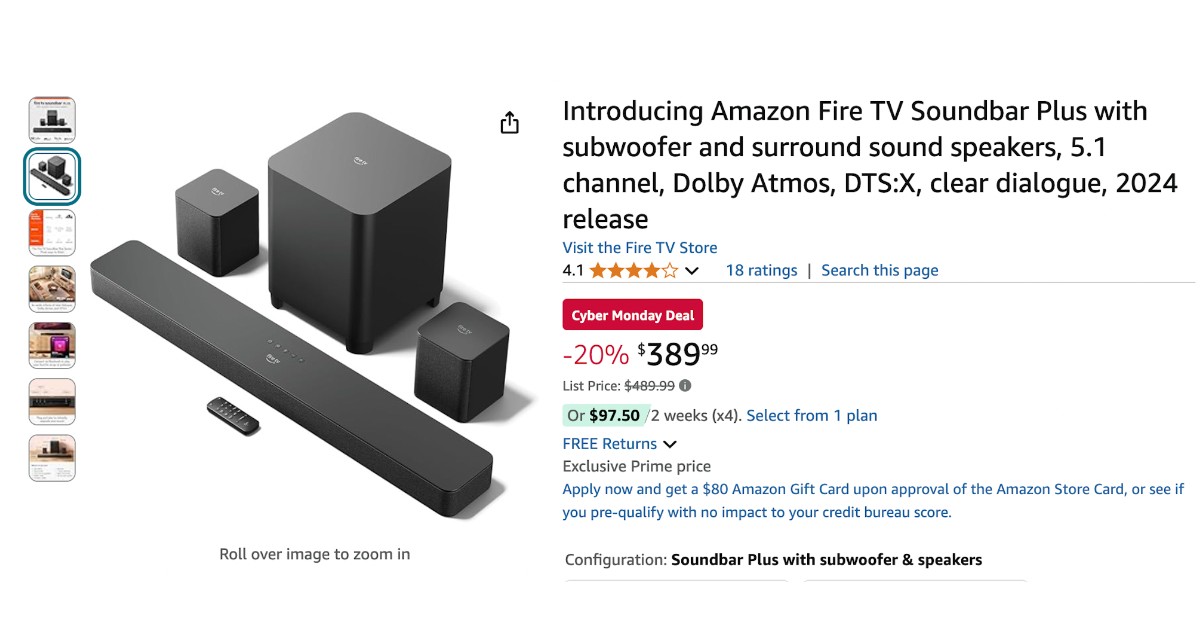 Amazon Fire TV Soundbar Plus - NOW $100 OFF!