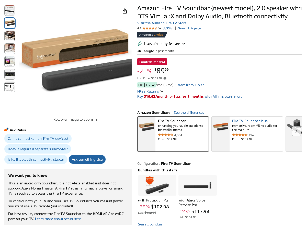 Amazon Fire TV Soundbar Screenshot of the Amazon Fire TV Soundbar