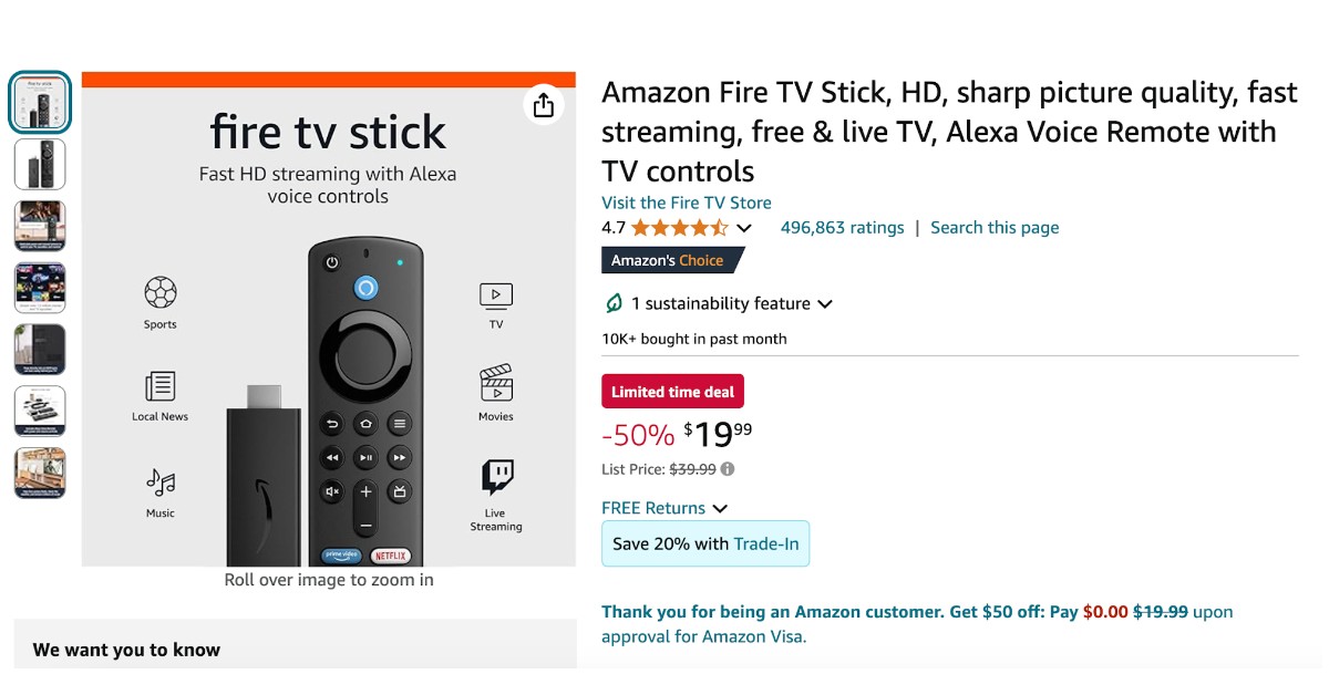 Amazon Fire TV Stick with a $20 Off - Great Chance!