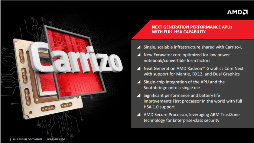 AMD анонсировала процессоры для портативных компьютеров Carrizo и Carrizo-L
