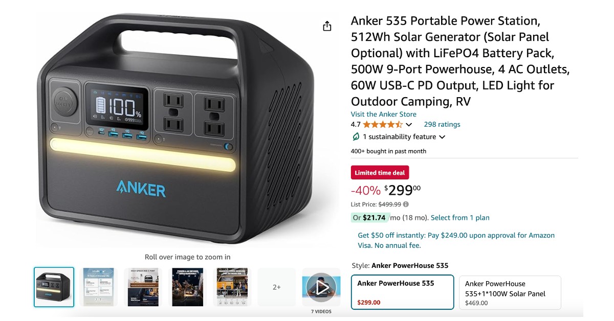 Anker 535 Portable Power Station - $200 OFF - Great Opportunity to Buy!