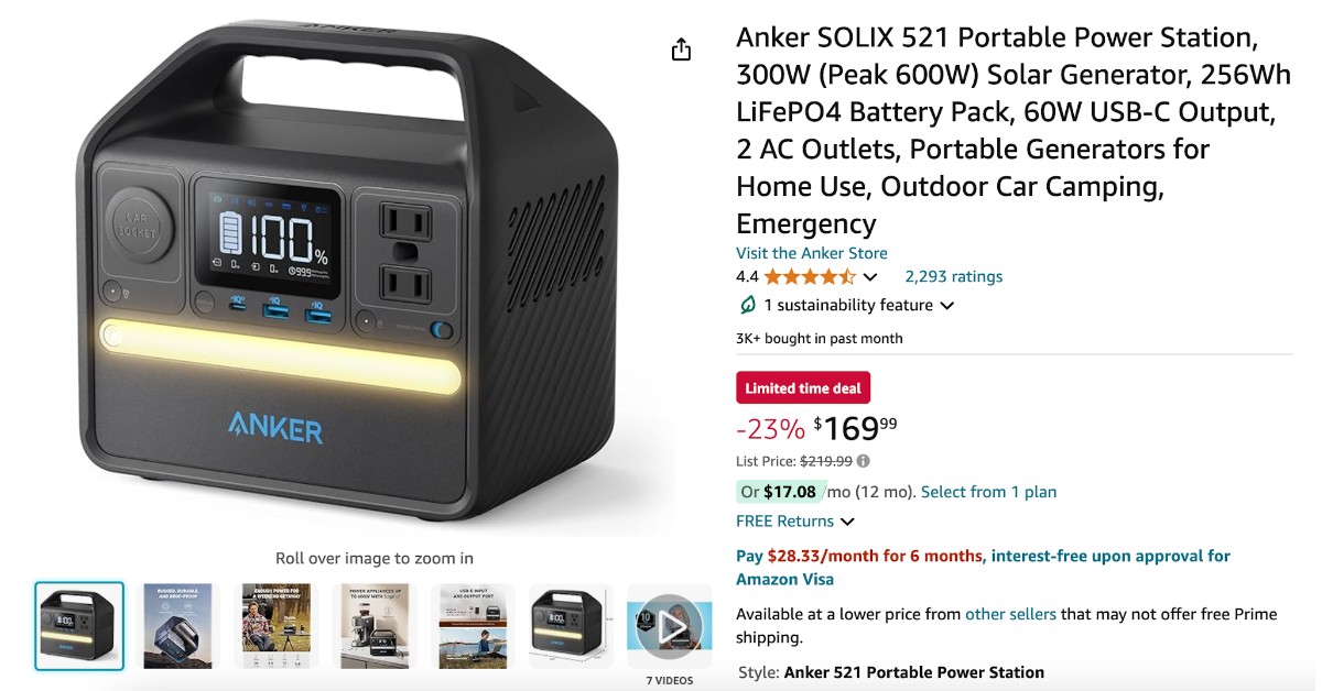 Anker SOLIX 521 Portable Power Station - NOW $50 Discount!