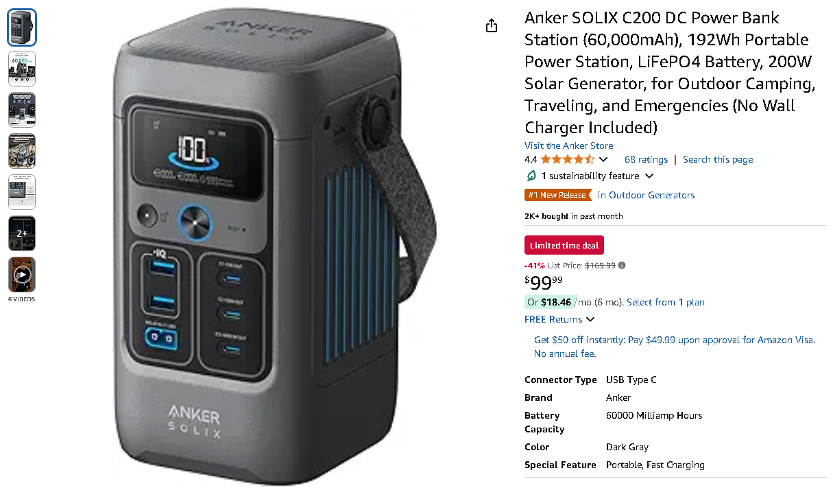 Screenshot of the Anker SOLIX C200 Power Station