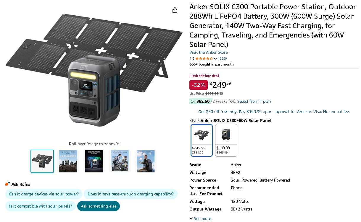 Anker SOLIX C300 Portable Power Station
