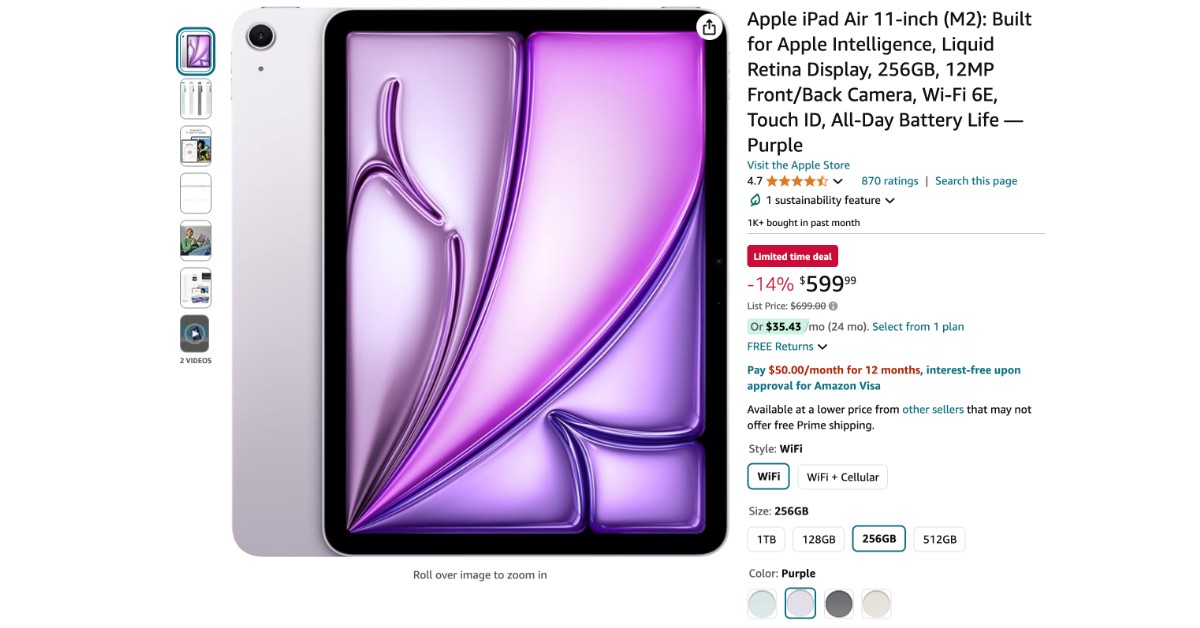 Apple iPad Air 11-inch (M2) - $100 Off Now!