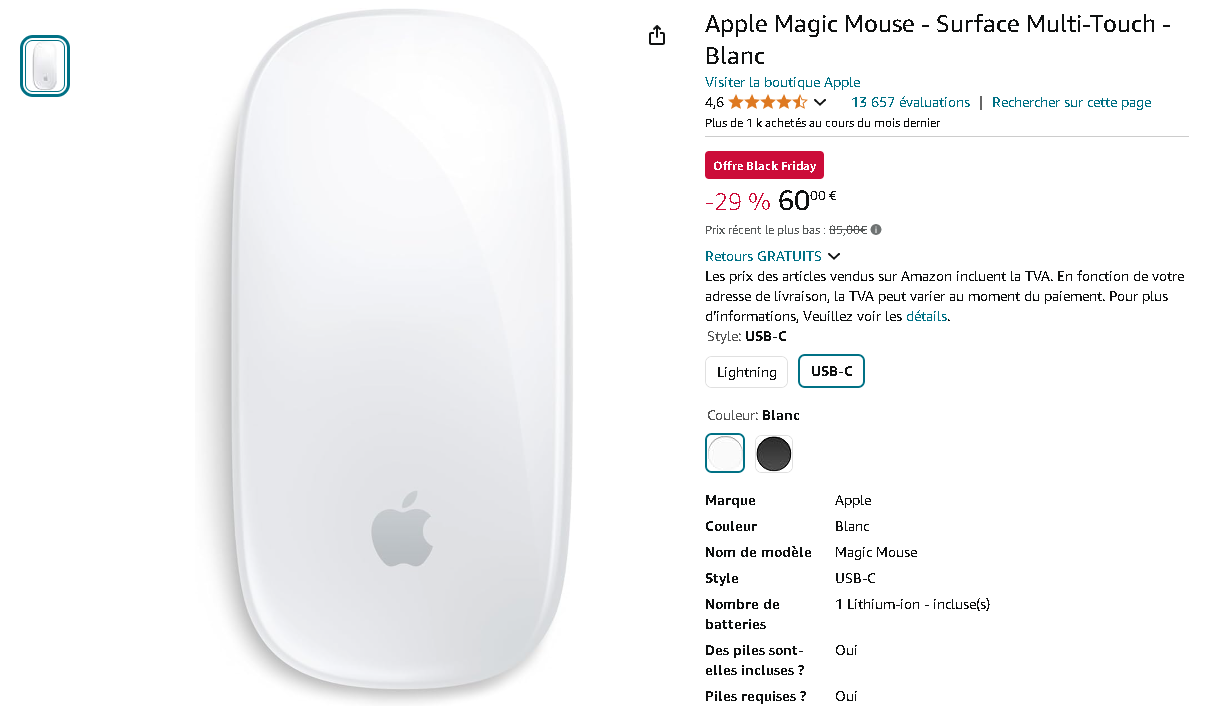 Apple Magic Mouse sur fond blanc