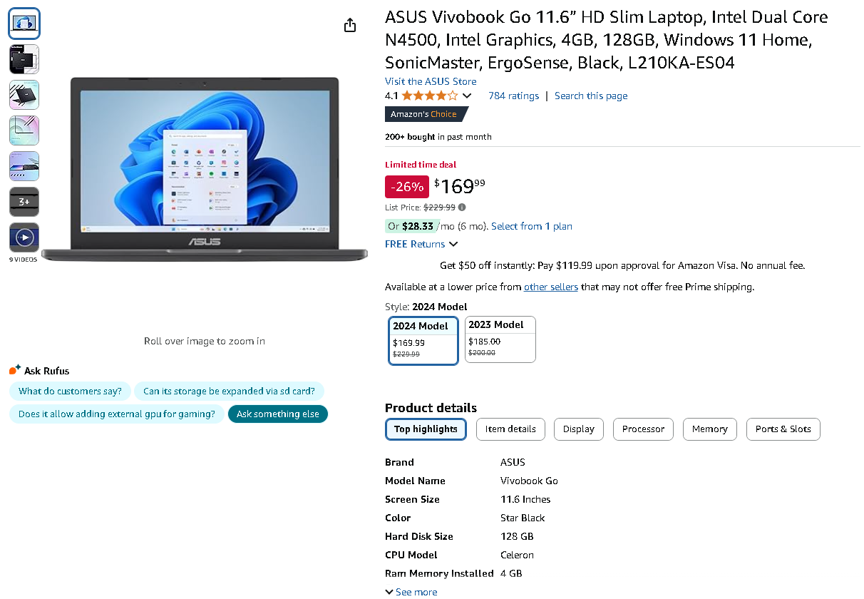 Screenshot of the ASUS Vivobook Go laptop
