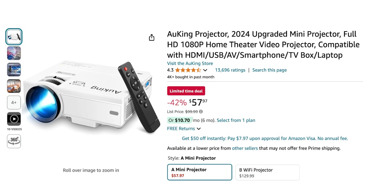 AuKing Mini Projector - Buy Now $42 Off Limited!