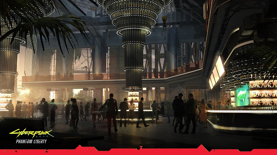 Eliteclub in een veroverde kathedraal: op het nieuwe artwork van de Phantom Liberty-uitbreiding voor Cyberpunk 2077 toonden ontwikkelaars de plaats van rust, onderhandelingen en het sluiten van belangrijke deals van de invloedrijkste mensen in Night City.-2