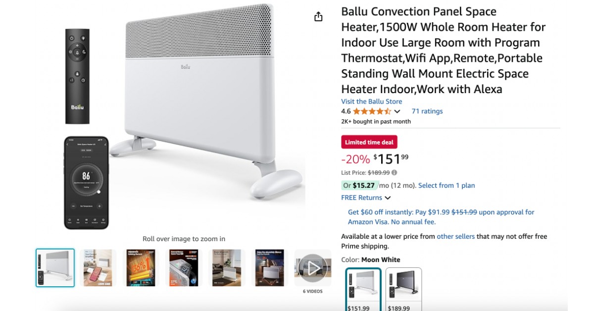 Get the Ballu Convection Panel Space Heater with a $38 Discount!