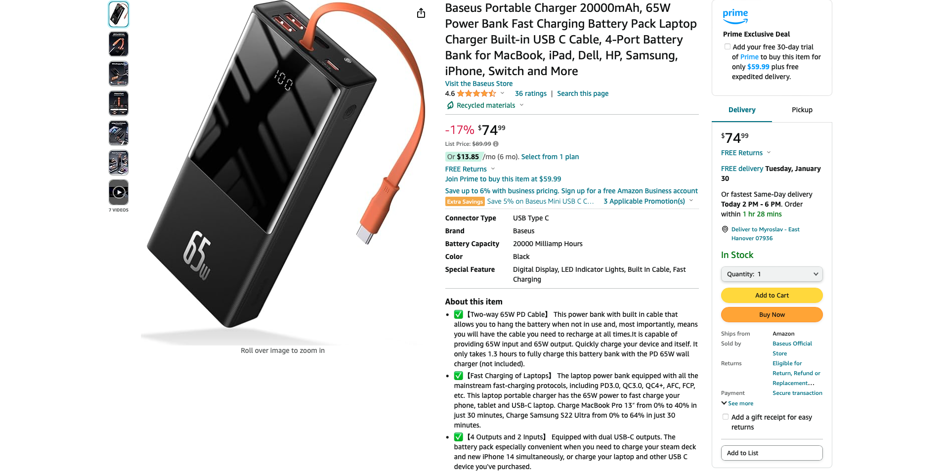 Baseus digital display quick charge 20000mAh 65W power bank review - The  Gadgeteer