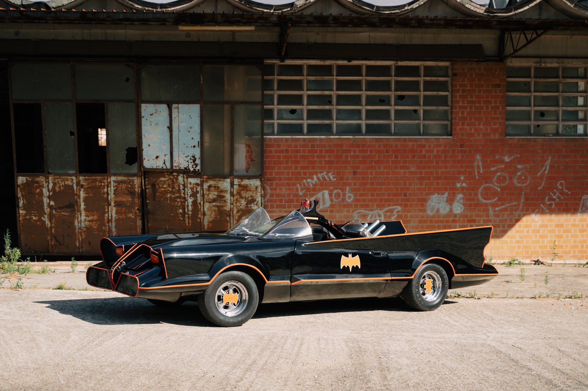 A replica of the Batmobile used by Adam West