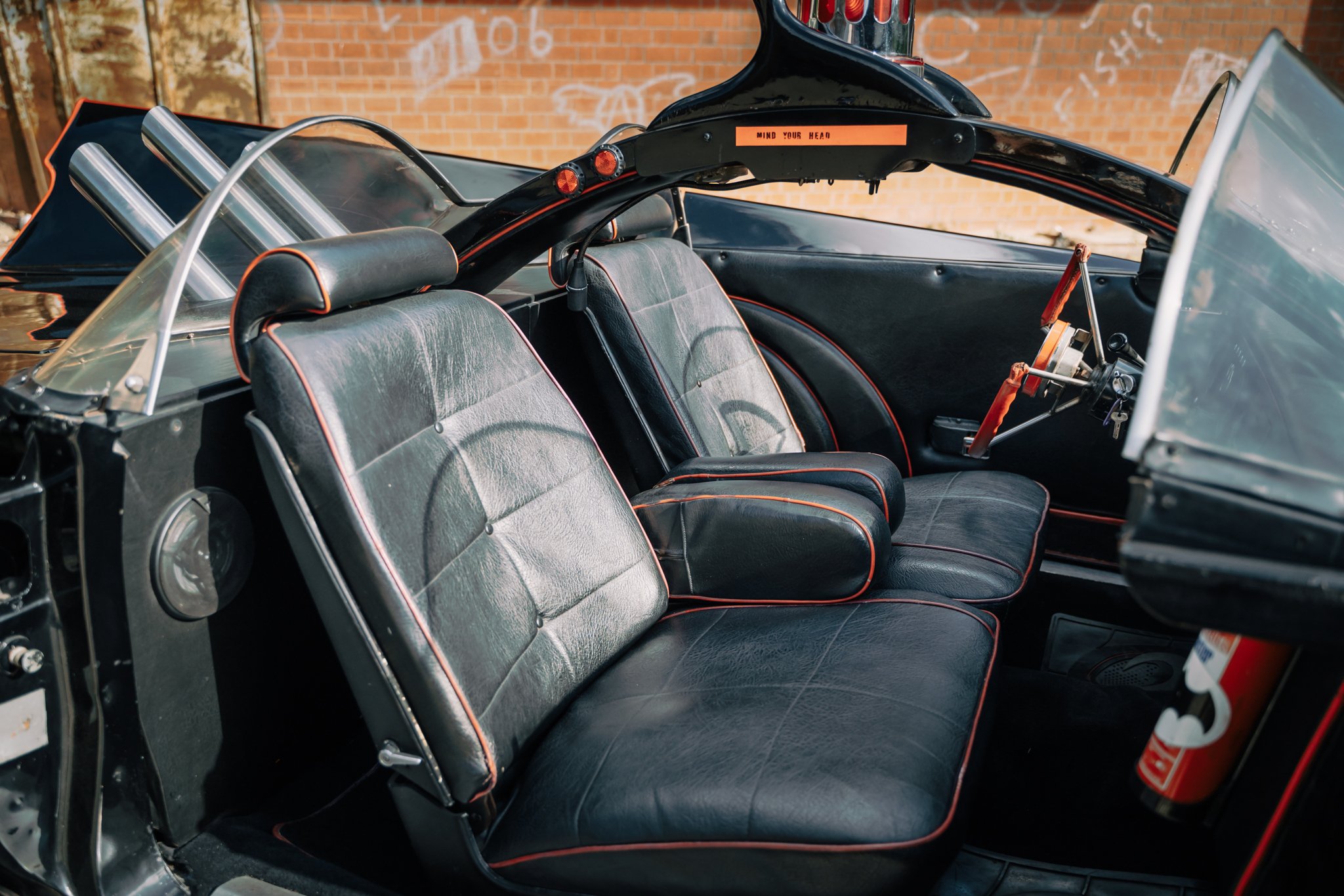 The exterior of the Batmobile replica