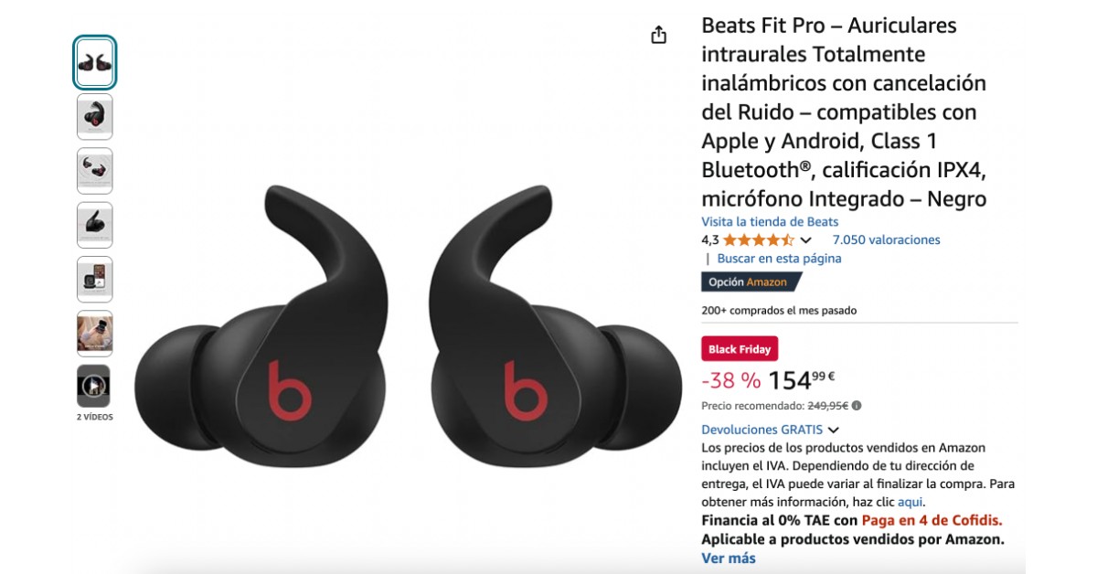 Auriculares Beats Fit Pro con cancelación de ruido ¡con 95€ de descuento! ¡Muy buen precio!