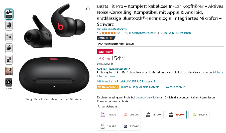 Screenshot der Beats Fit Pro