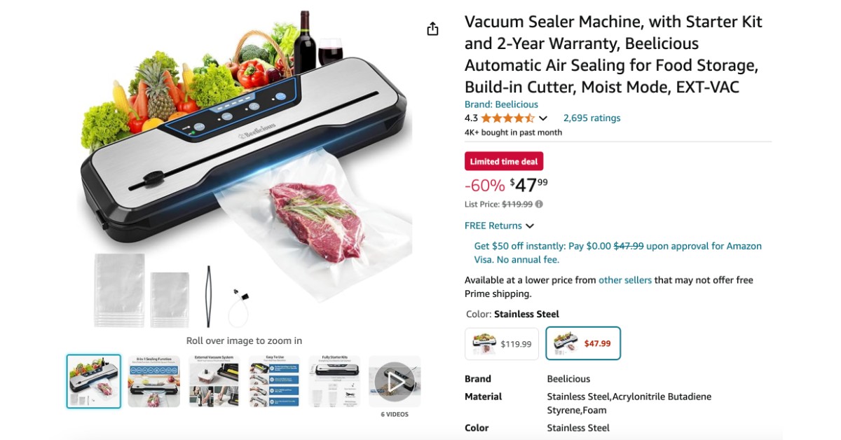 Save $72 on the Beelicious Vacuum Sealer Machine Available Now!