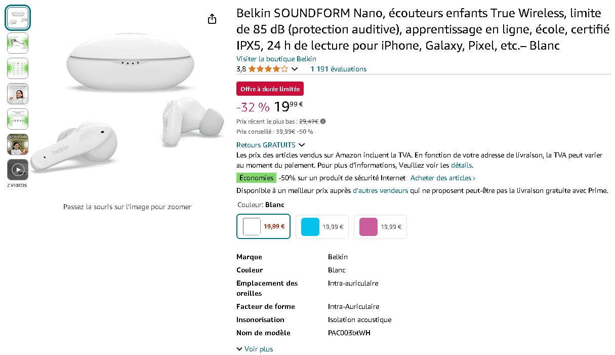 Écouteurs sans fil Belkin SOUNDFORM Nano