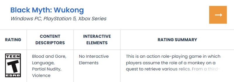 Sembra che Black Myth: Wukong uscirà presto sulle console Xbox Series, come suggerisce la classificazione per età dell'ESRB.-2