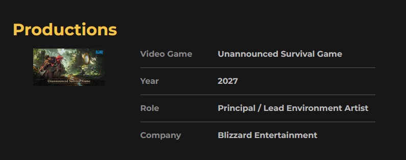 L'artista Blizzard ha vuotato il sacco? È stata resa nota la data di uscita prevista per il simulatore di sopravvivenza fantasy dell'azienda americana.-2