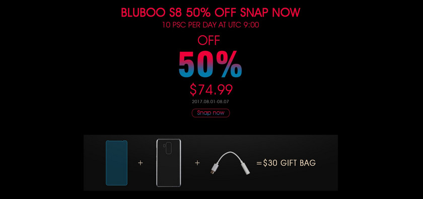 Презаказ на смартфон Bluboo S8: подарки и распродажа по $74.99-3
