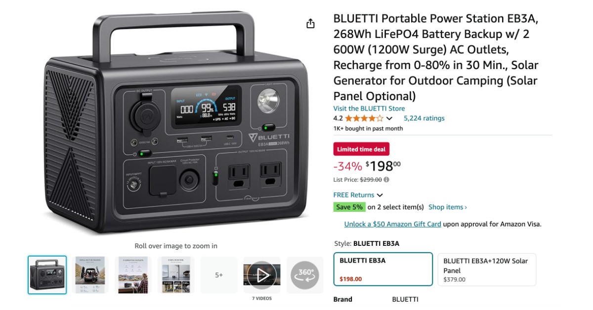 BLUETTI Portable Power Station EB3A with a $101 Discount! Don't miss it!