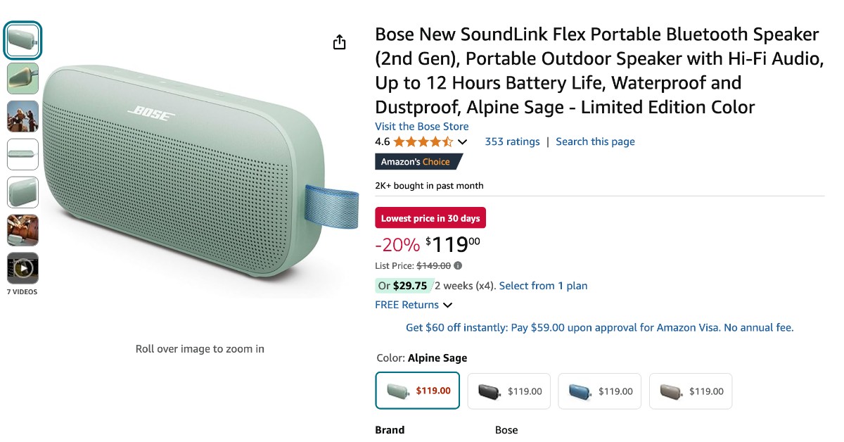 Bose SoundLink Flex Bluetooth Speaker (2nd Gen) - Get $30 OFF! Great Opportunity! 