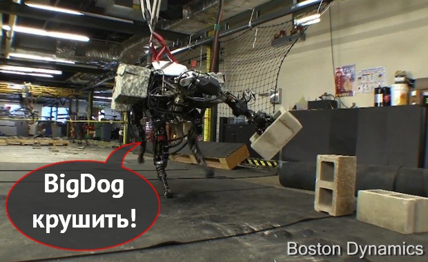 Четвероногого робота BigDog оснастили... огромной рукой (видео)