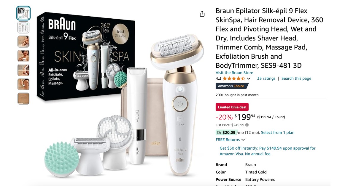 Braun Epilator Silk-épil 9 Flex SkinSpa - Limited $50 Discount!