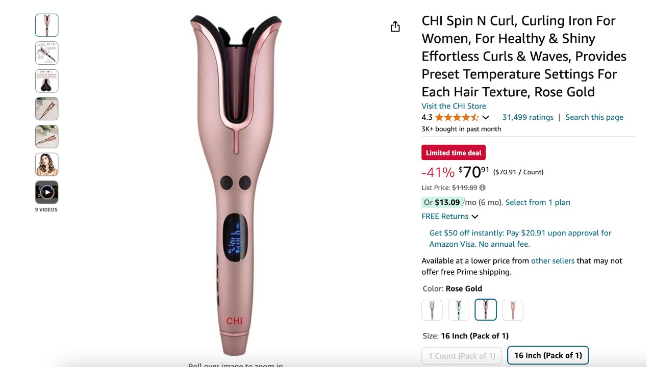 CHI Spin N Curl Iron - Now $48.98 Discount!