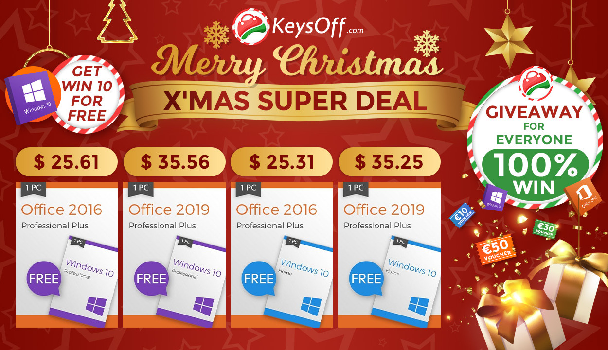 Новогодняя распродажа Keysoff: выгодные скидки, Windows 10 в подарок и розыгрыш призов