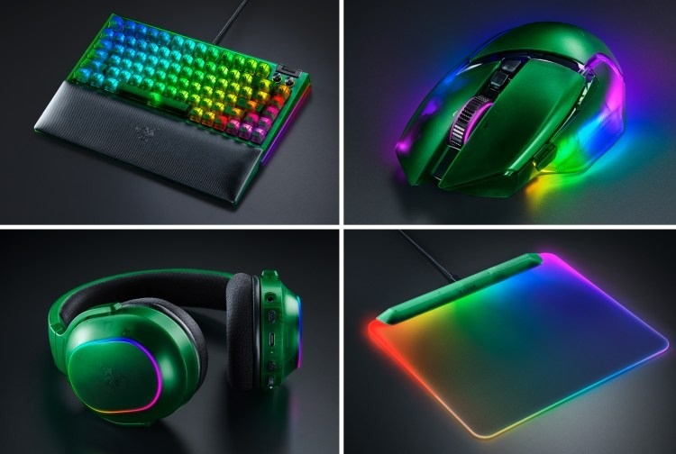Translucent greenish case of Razer Phantom Collection gamer accessories