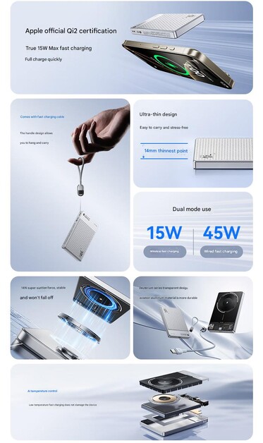 The main feature of the RedMagic 10000 mAh wireless power bank is