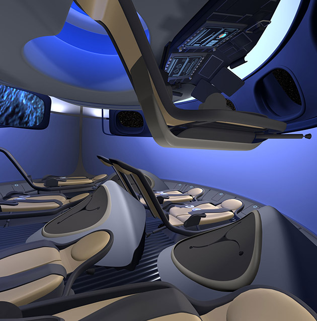 Интерьер будущего коммерческого космического корабля Boeing CST-100-2