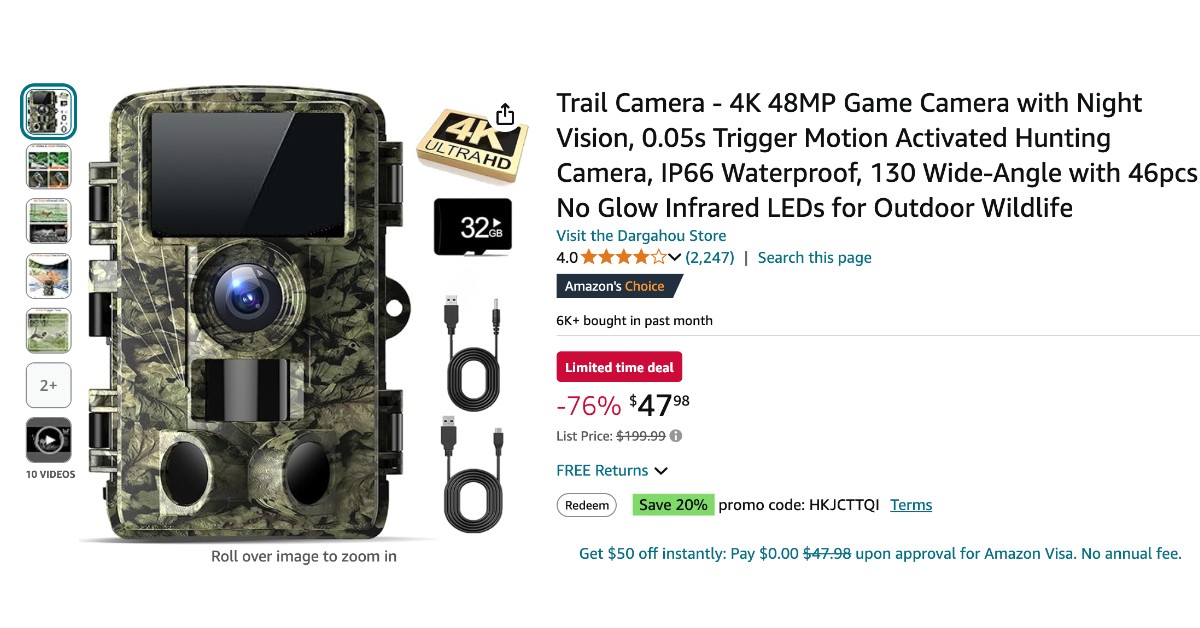 Dargahou Trail Camera with Night Vision - Limited $152 Discount!