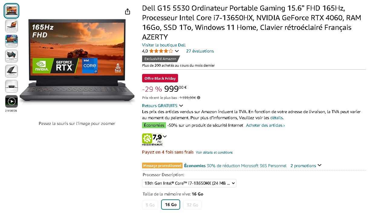 Dell G15 5530 - PC portable gaming puissant