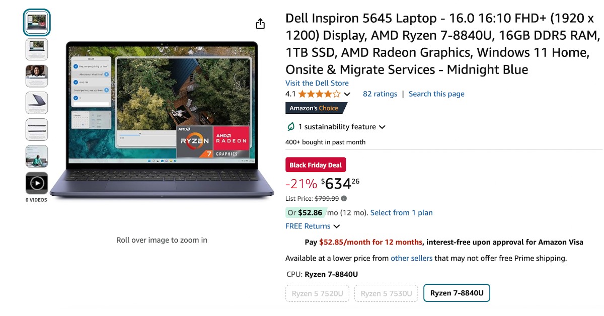 Dell Inspiron 5645 Laptop - $165 Discount! Don't miss it!