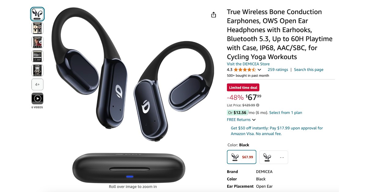 DEMICEA True Wireless Earphones - $62 Discount Now!