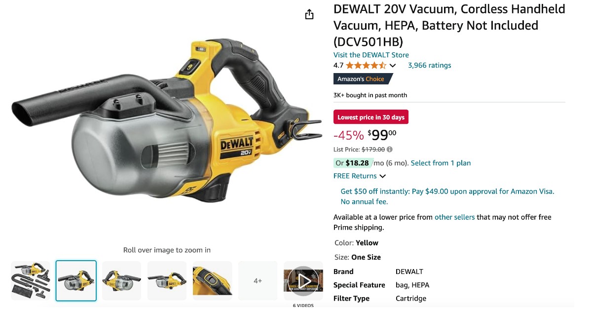 DEWALT 20V Vacuum - Get $80 Discount Now!