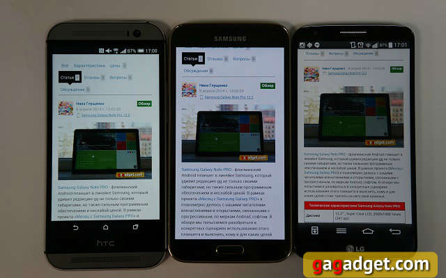 Высшая проба: сравнение дисплеев Samsung Galaxy S5, HTC One M8 и LG G2-4