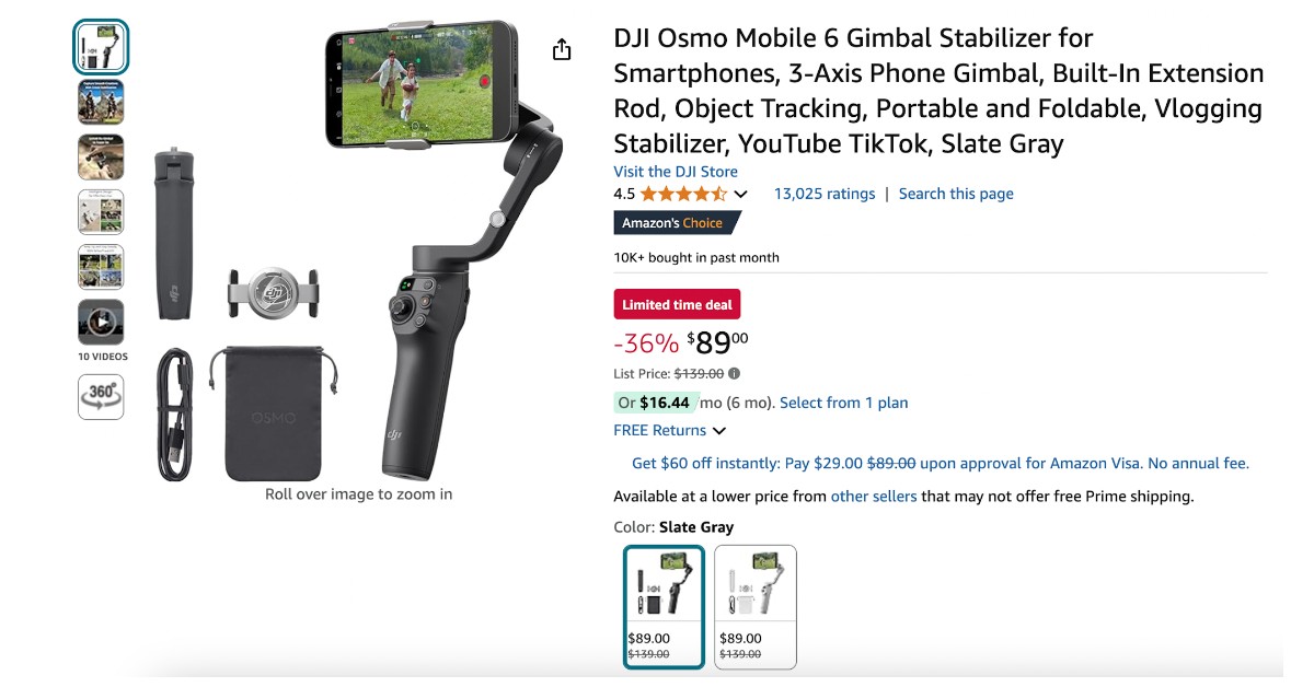 DJI Osmo Mobile 6 Gimbal Stabilizer for Smartphones - $50 Off! Amazing Opportunity! 