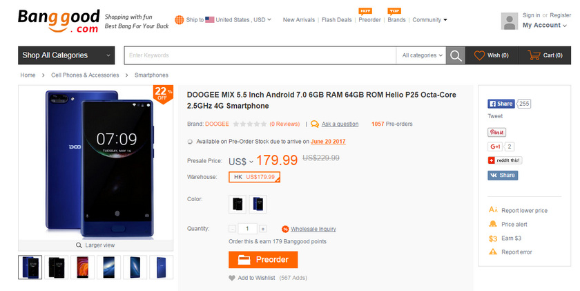 Doogee Mix в предзаказе на Banggood от $169.99-2
