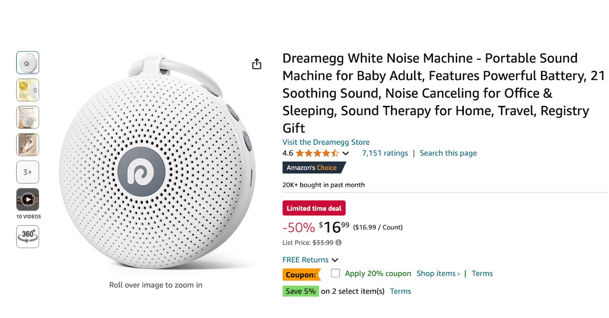 Dreamegg White Noise Machine -  Buy Now $17 Discount!