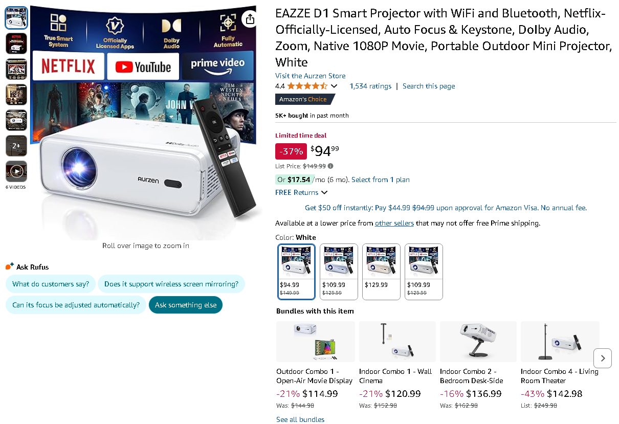 EAZZE D1 Smart Projector