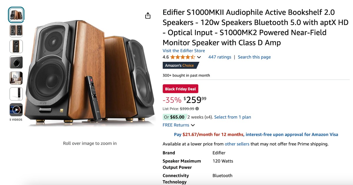 Edifier S1000MKII Bookshelf 2.0 Speakers - Buy Now $140 Off!