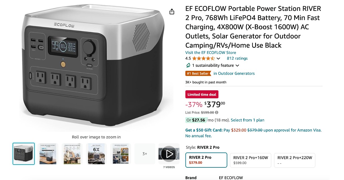 EF ECOFLOW Portable Power Station RIVER 2 Pro - Limited time deal $220 Off!