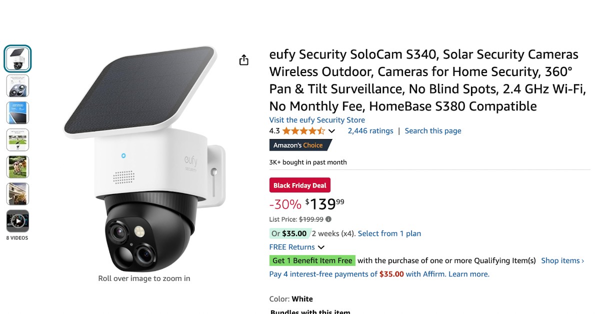 Eufy Security SoloCam S340 - Don't miss $60 Discount!