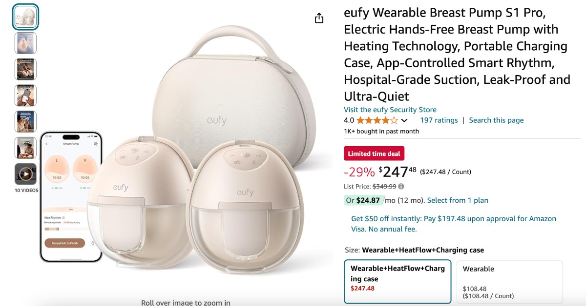 Eufy Wearable Breast Pump S1 Pro - Great Opportunity to Buy $102 Off!