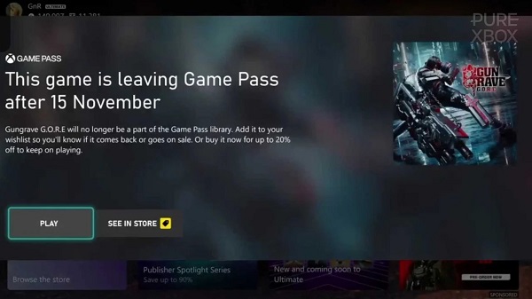 New Xbox Game Pass feature: users of the service will now receive notifications of games that will soon leave the catalogue-2